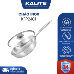 Chảo rán inox liền khối cao cấp KALITE KFP2401 - Hiệu suất bắt từ 98%, vung kính chịu lực trong suốt