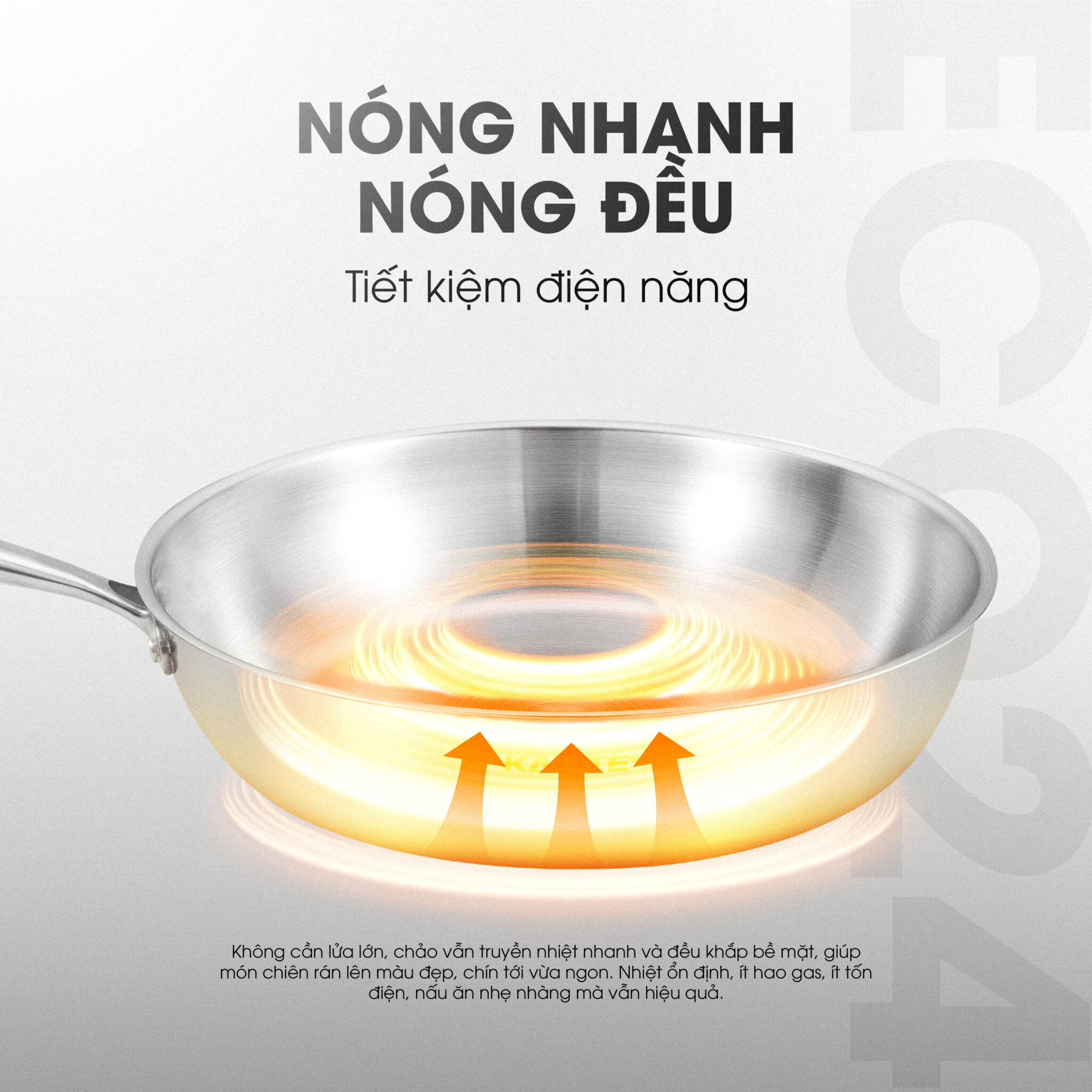 Chảo rán inox liền khối cao cấp KALITE ECO24, inox 304, đáy 3 lớp ...