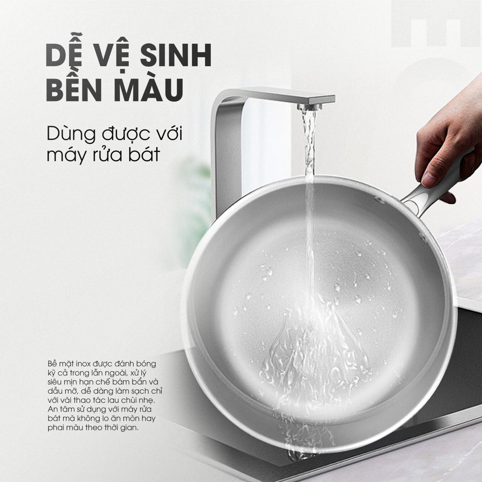 Chảo rán inox liền khối cao cấp KALITE ECO24, inox 304, đáy 3 lớp ...