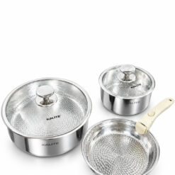 Bộ nồi chảo inox liền khối cán rời Kalite Lumia KCS568 công nghệ vân vảy cá